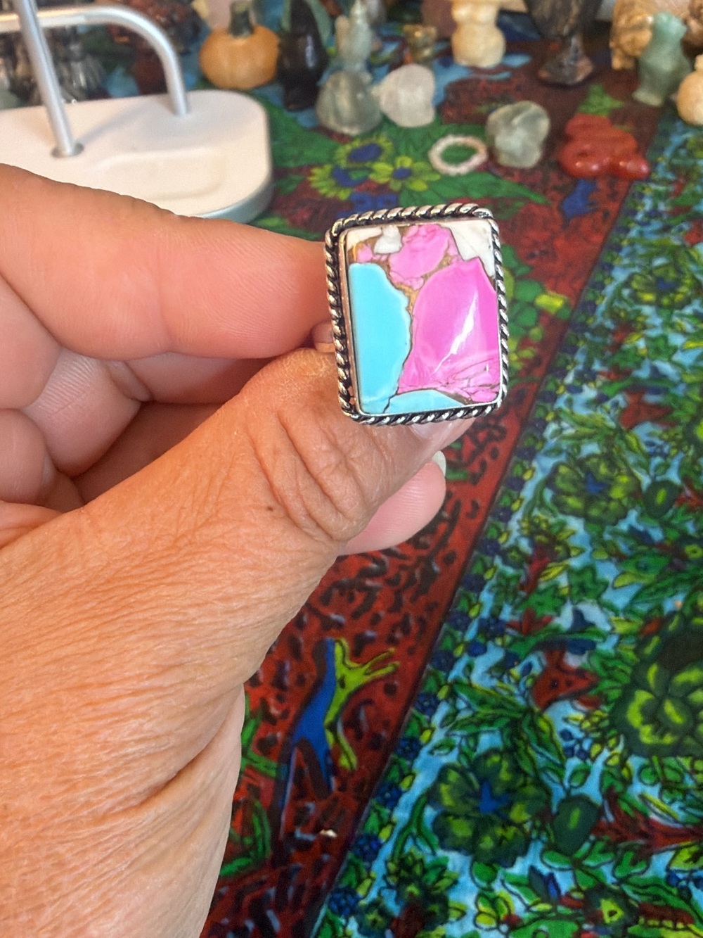 Women's Cotton candy Turquoise Stone Ring - size 9